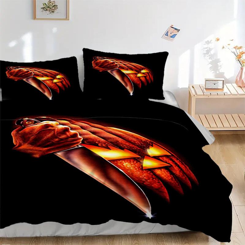 

Pumpkin Carving Halloween Horror Bedding Set Comforter Cover Gift for Bedroom,Includes 1 Cover and 2 Pillowcases, No InsertB256 135x200cm
