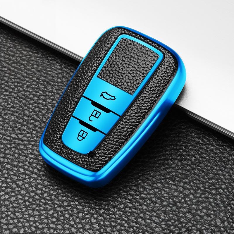 Leather 2/3 Button TPU Car Remote Key Cover Case Shell For Toyota Camry RAV4 Prius CHR C-HR Avalon Corolla Land Cruiser Prado Accessories