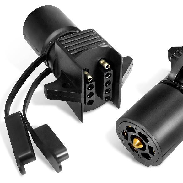 Agrieyes 7 Pin To 4 Pin Trailer Adapter, 7 Way To 5 Way Trailer Light Plug, Trailer Connector For Truck RV Utility Tow Hitch Boat, Weatherproof