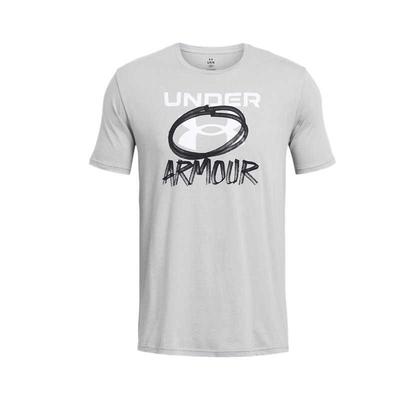 Camiseta Ua Multi Hit Letter Estampa Geométrica Gola Redonda Manga Curta Masculina Camisetas Cinza Moderno 1382858-012