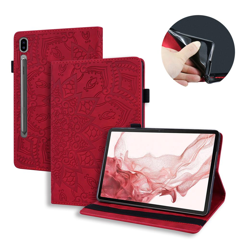 For Samsung Galaxy Tab S10 Ultra/S9 Ultra/S8 Ultra Tablet Case Card Slots Leather Cover Flower Pattern