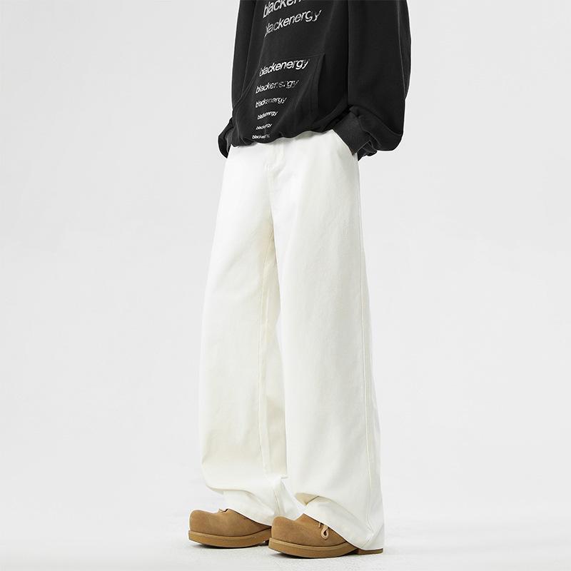 

Мужские весенне-осенние зауженные и с высокой посадкой, свободные драпирующиеся прямые рабочие брюки микро-клеш, универсальные повседневные брюки, американская базовая модель со скошенным кроем 4XL