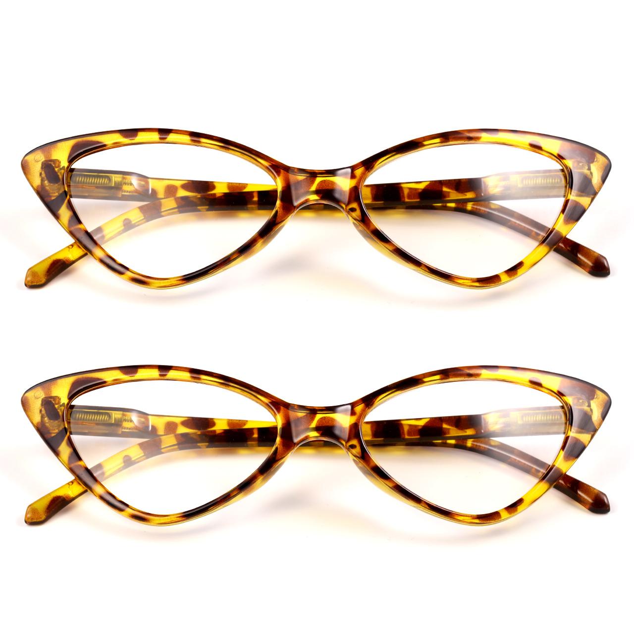 

2pcs Fashion Cat Eyes Reading Glasses Ultralight Small Frame Clear Lens Presbyopic Eyeglasses For Women Men With +1.0 to +3.0 1.0