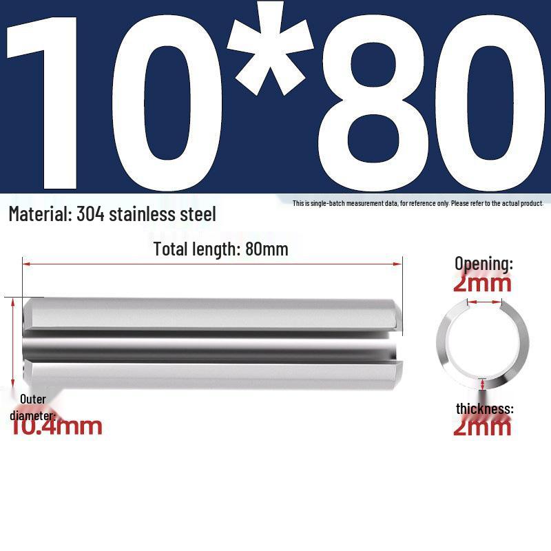 304 Stainless Steel Slotted Spring Pin, Cylindrical Shaft Pin, Locating and Hollow Pin (M5-M12)