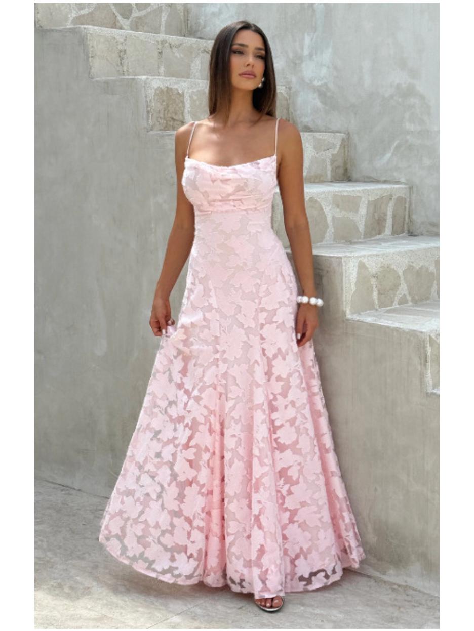 

2026 European & American Style Backless Evening Gown - Sexy Hot Spring Banquet Dress XS рожевий