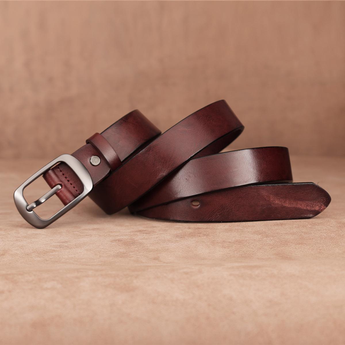 

First Layer Cowhide Belt, Genuine Leather, Retro Versatile Tree Paste Leather Pin Buckle, Retro Belt, Young And Middle-Aged Belt Men 130cm