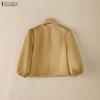 ZANZEA Women Casual V-Neck Solid Color Summer 3/4 Sleeve Blouse