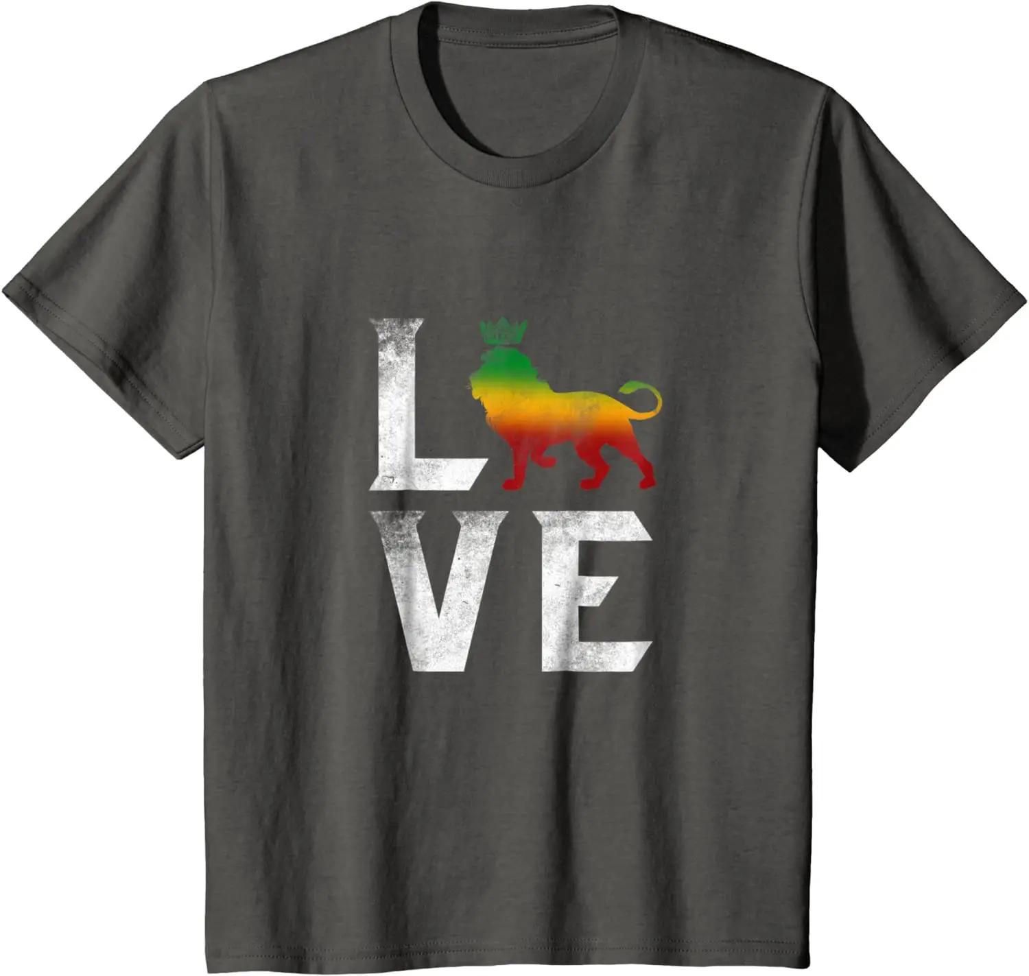Jamaican Flag Rasta Lion Love Reggae Music TShirt 100 Cotton ONeck Summer Short Sleeve Casual Mens Tshirt Size S3XL S