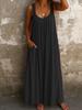 European and American New Women's Clothing Casual Suspender U-neck Vest Skirt Pleated Dress Long Dress Summer