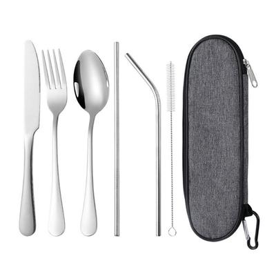 652F Lightweight Camping Cutlery Set Stainless Steel Fork Spoon Chopsticks Reusable Outdoor Flatware Dishwasher Safe