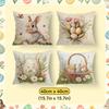 Easter Bunny And Eggs Pillowcase Printed Polyester 40/45/50Cm Throw Pillowcover Decorative Sofa Cushion Pillowslip Home Decor