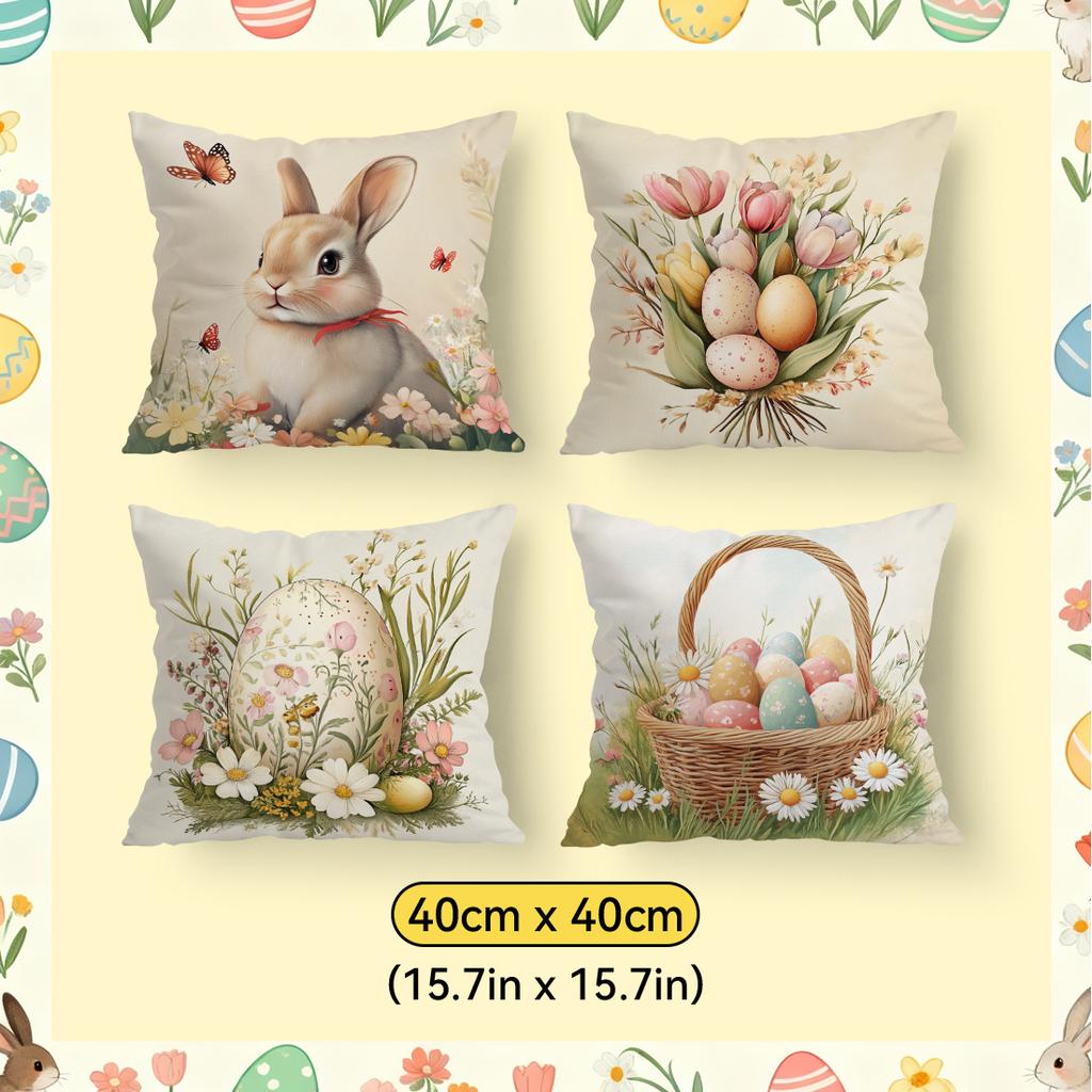 Easter Bunny And Eggs Pillowcase Printed Polyester 40/45/50Cm Throw Pillowcover Decorative Sofa Cushion Pillowslip Home Decor