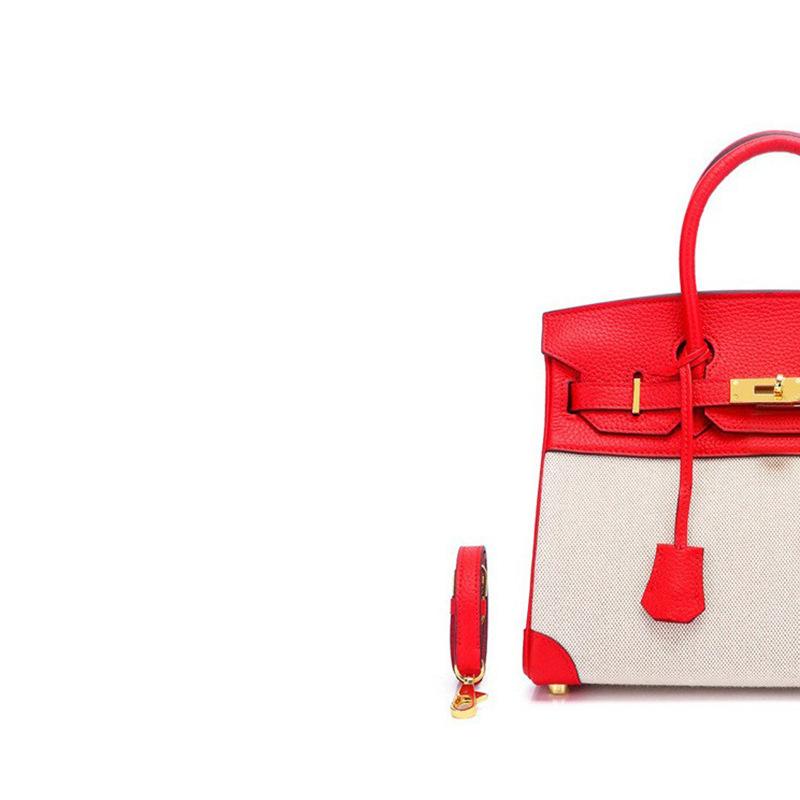 European and American new leather women's bags, first layer cowhide with canvas fashion platinum bags, women's handbags, shoulder bags