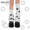 Y2K Double-Sided Wear Spicy Girl Knit Leg Warmers - Black & White Star Color Block Calf Socks
