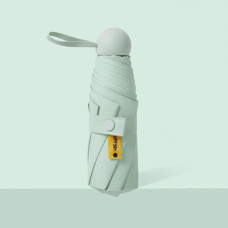 Compact Capsule Sun and Rain Umbrella: Thickened, UV-Protected, Dual-Use, Folding Black Glue Design