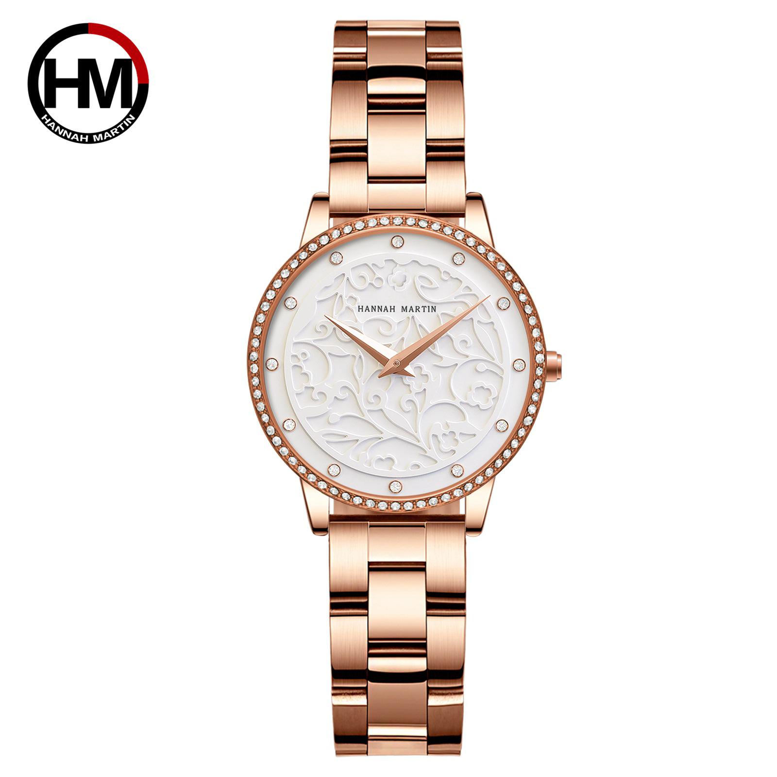 

Женские водонепроницаемые кварцевые часы HannahMartin с ремешком из кожи высшего качества и 3D-ретро-стилем