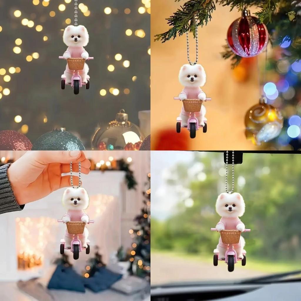 2d Acrylic Car Accessory Cartoon Dog Rearview Mirror Vehicle Decoration Pendant