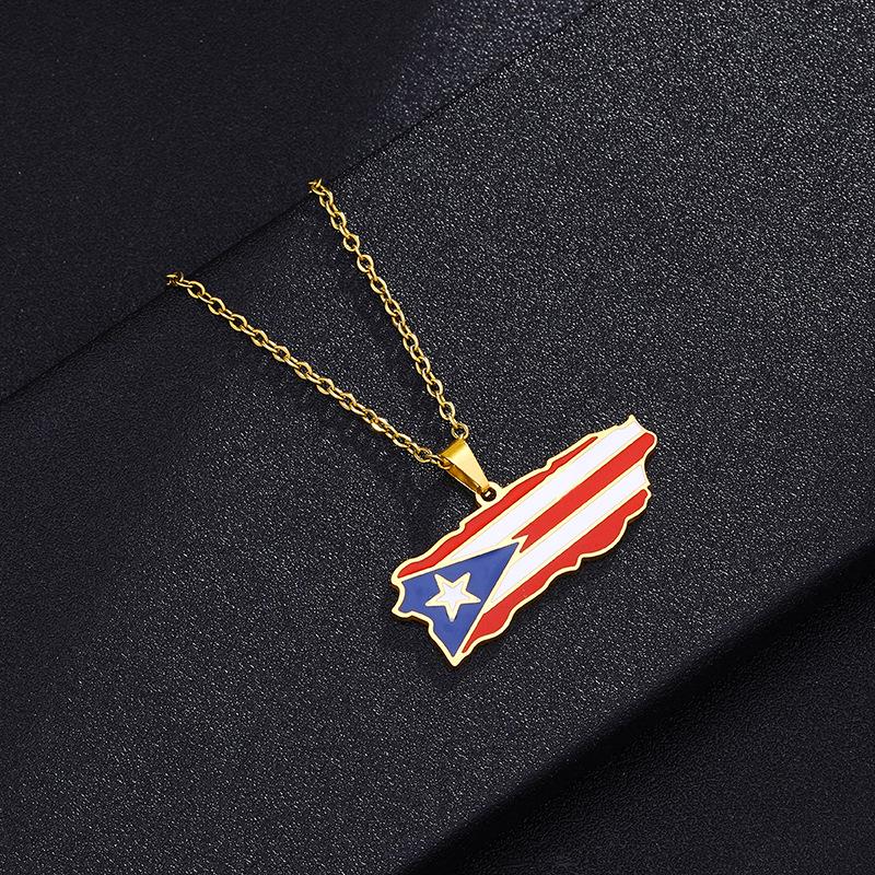 Stainless Steel Puerto Rican Heart Pendant Necklace for Men and Women