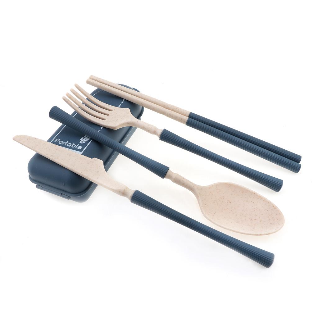 7pcs Detachable Portable Plastic Flatware Set, Reusable Cutlery Set Chopsticks Fork Spoon and Brush Set