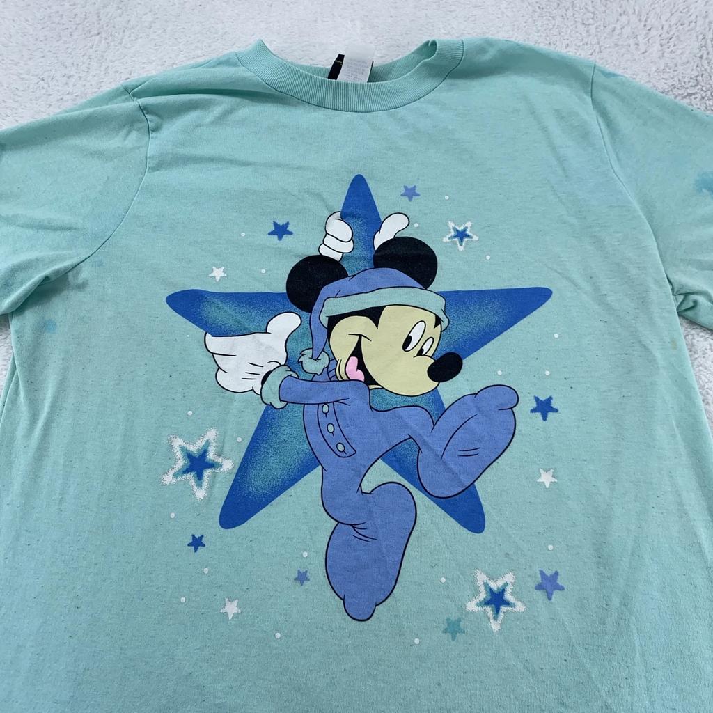Vintage Mickey Unlimited Shirt Mens Medium Blue Pajama Star Disney Sleepwear 90s