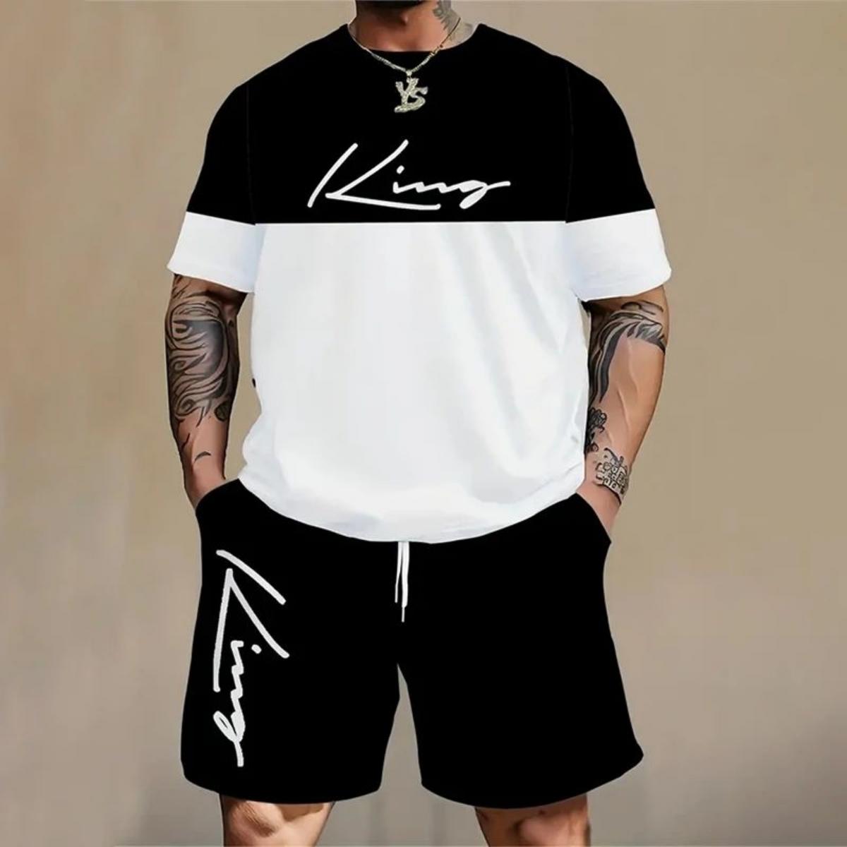 Fashionable Letter Printed Men s Short Sleeve Summer Fresh Men s Sports Fitness T-shirt Loose Round Neck Top S
