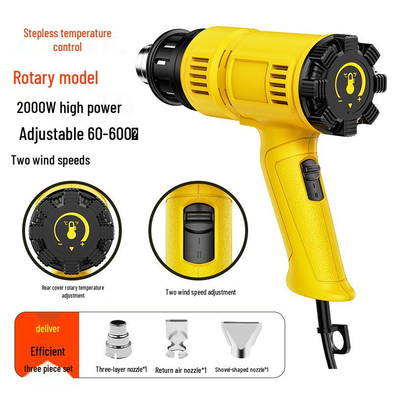 Industrial High-Power Hot Air Gun for Film Application, Seam Filling, Heat Shrink, and Hot Melt with Powerful Heating.