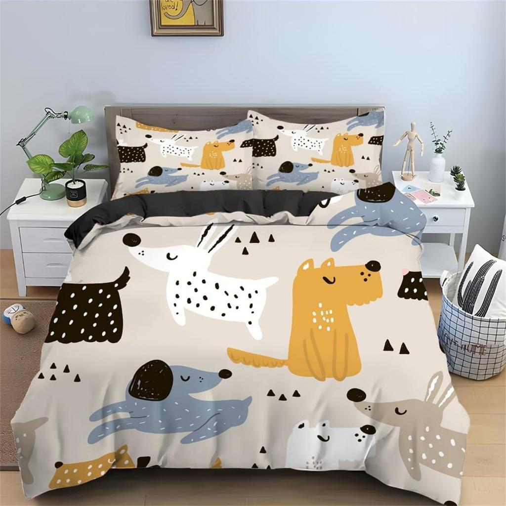 Dachshund Duvet Cover Set,Sausage Dog Printed Duvet Cover Single Bedding Set for Kids Bedroom, Soft Microfiber Quilt Covers 2pcs