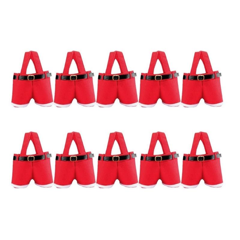 

10pcs Christmas Wine Bottle Bag Santa Pants Gift Bag Creative Lovely Gift Bags for Holiday Parties