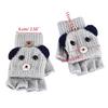 Winter Warm Gloves Cartoon Dog Glove with Flip Top Knitted Half Finger Gloves