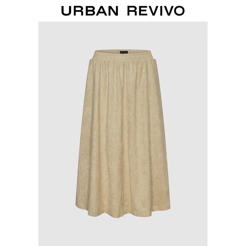 UR Women s Suede-Texture Elastic Waist A-Line Skirt XS