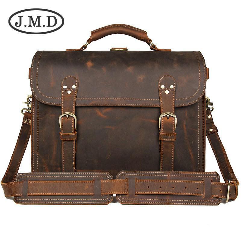 

Сумка-мессенджер Jiameida Retro Crazy Horse Leather - новая мужская компьютерная сумка 16 inches темно-коричневого