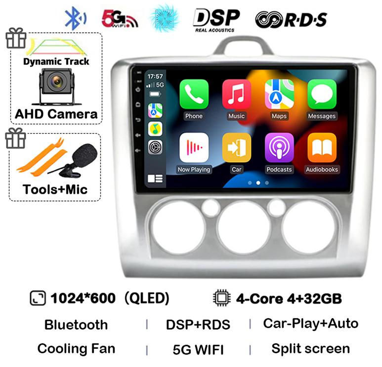 Android 14 Carplay Auto GPS 4G+WiFi Car Radio for Ford Focus Exi MT AT 2004-2011 Multimedia Video Player Stereo DSP Head Unit BT