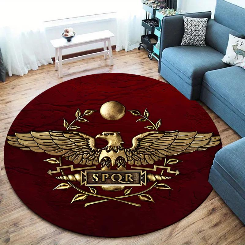 Roman SPQR Round Area Rug,Carpet Rug for Living Room Bedroom Sofa Playroom Decor,Non-slip Floor Mat