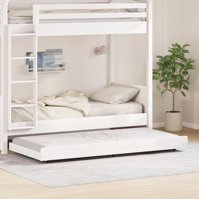 VidaXL Cadre de lit Blanc Bois de pin 75 x 190 cm Pliable Cadre de lit 873431