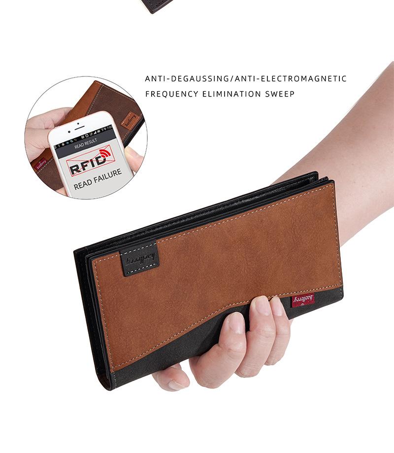 Baellerry Men's RFID Long Wallet with Multi-Card Slots and Large Capacity Money Clip