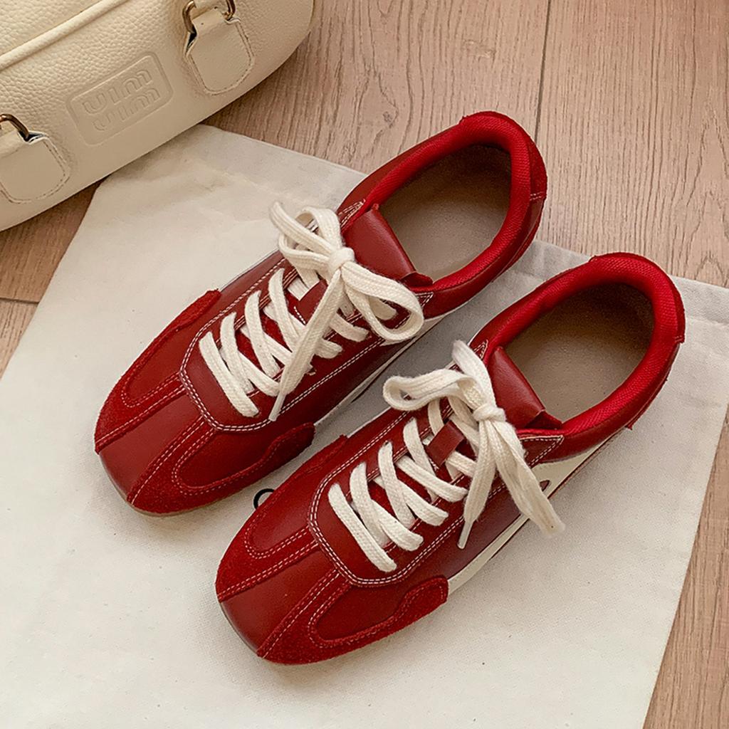 Sheepskin version~ 5CM inner height increase ballet training shoes women's 2025 autumn new Maillard lace-up casual Forrest Gump shoes