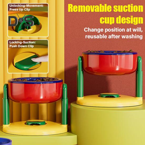 Liftable Suction Cup Pet Bowl Adjustable Height Food And Water Dish Elevated Pet Feeder Bowl for Cats Dogs To Protect Cervical Spine