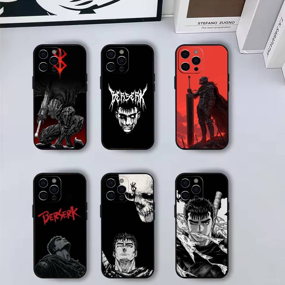Anime 12B-Berserk G-Buts Phone Case For iPhone17,16,15,14,13,12,11 Plus,Pro Max Soft Black Cover