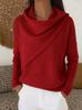 Maglione casual in maglia europeo e americano: Maglione da donna a tinta unita con scollo rotondo Autunno/Inverno