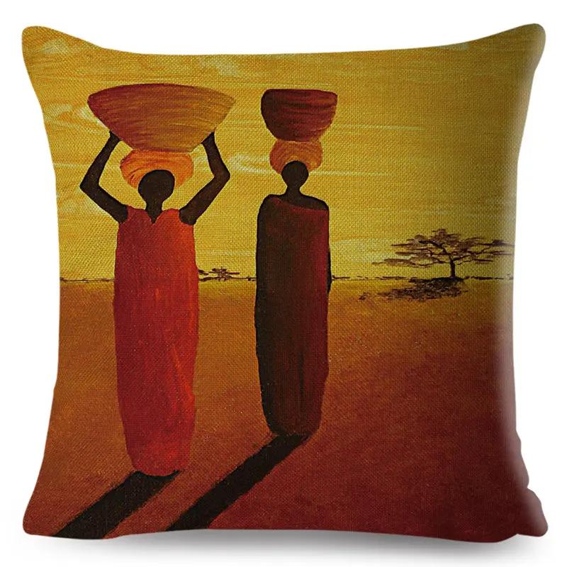 Abstract Painting Cotton Linen Decorative Cushion Cover Africa Life African Woman Home Decor Pillow Case Exotic Pillowcase
