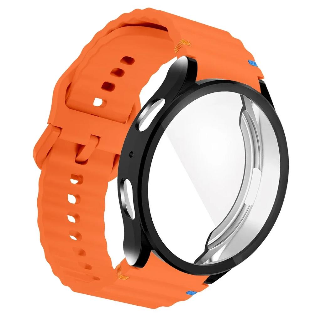 TPU Case+Strap Sports Strap for Samsung Galaxy 7 6 4 5 40mm 44MM Original Silicone Bracelet Soft TPU Case Glass Protective Cover