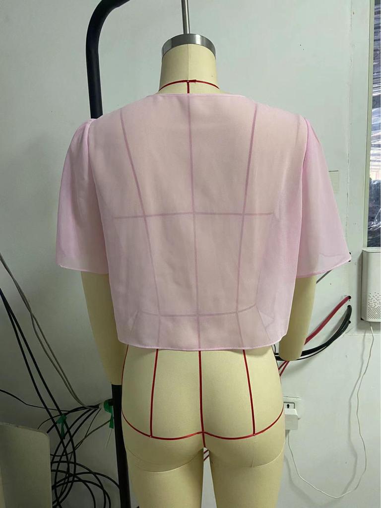 Cardigan de vară cu mânecă scurtă din șifon pentru femei 2022