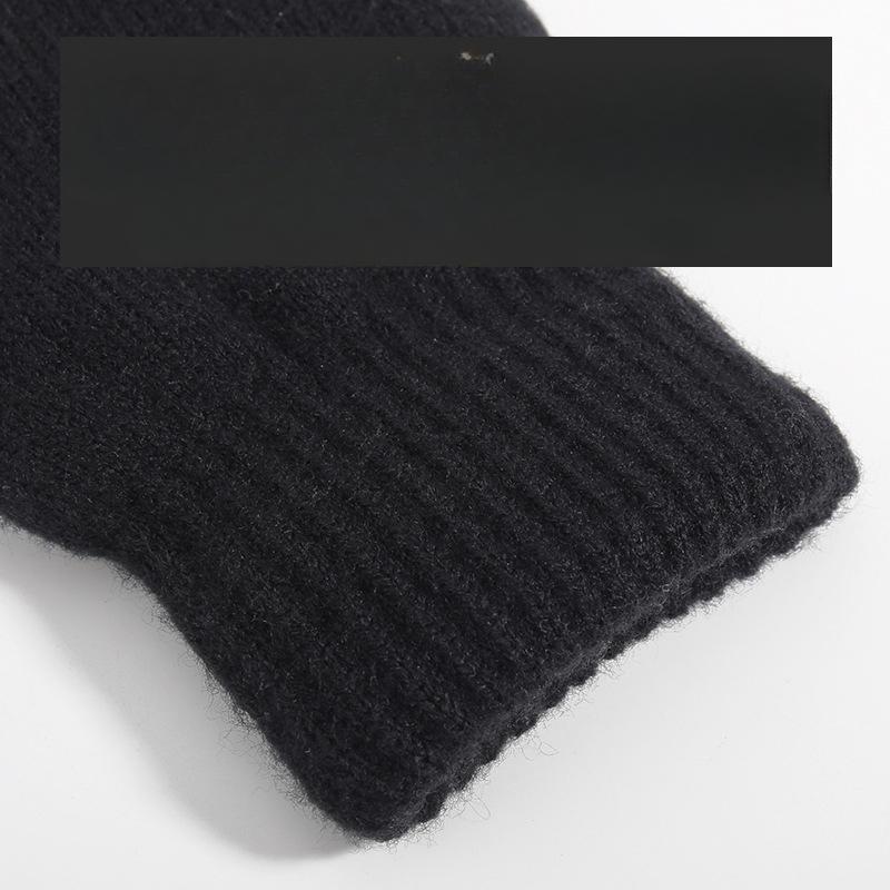Knitted Gloves Men's Winter Double Layer Plus Velvet Thickened Arctic Velvet Cold Proof and Warm Wool Touch Screen Gloves