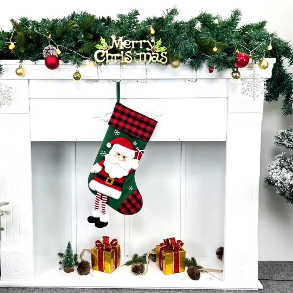 Penguin Large Candy Christmas Stocking Elk Fireplace Christmas Stocking  Garden