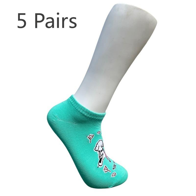 5 Pairs Socks Men and Women Short Socks Tide Cartoon Cute College Style Socks Personalised Cotton Socks