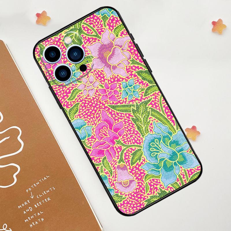 Batik Pattern Phone Case For iPhone 17 Pro Max 14 11 15 16 Pro Max 12 13 mini 16 Plus 16e 17 Air Funda