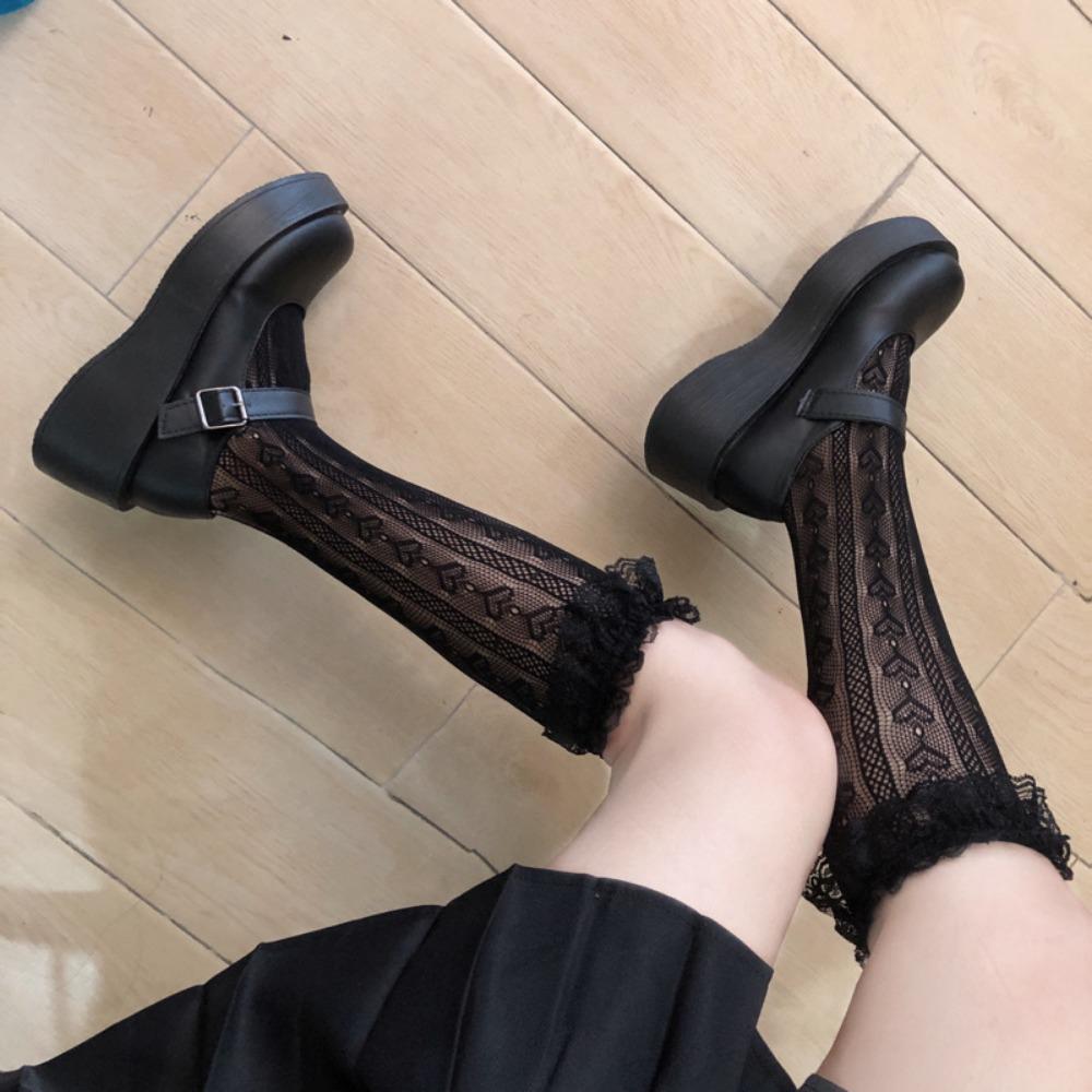 Lace Tube Socks Female Lolita Hollow Retro Lace Loli Japanese Sweet Net Socks Calf Socks Stacking Socks