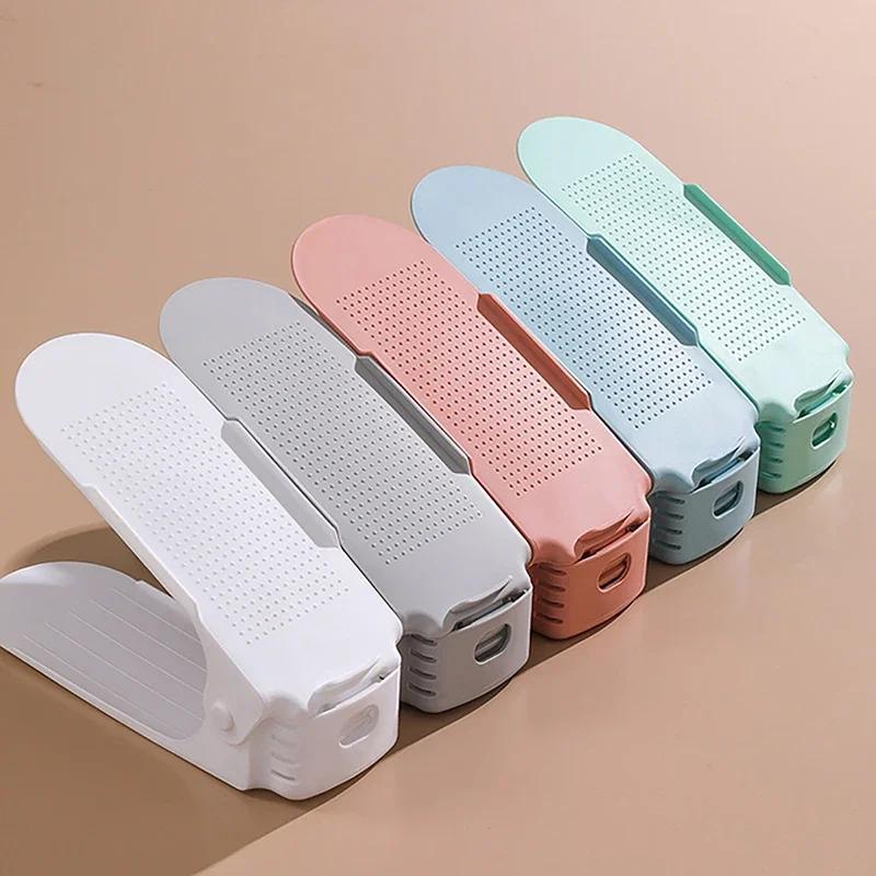 1pcs Adjustable Shoe Rack Storage Double Thickened Layered Shoe Tray Household Space-saving ShoeOrganizer Shoe Cabinet Shelves