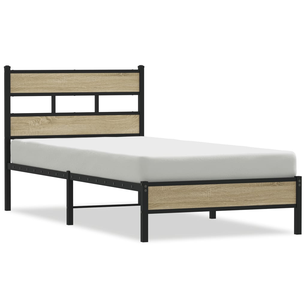 Bed Frame without Mattress Sonoma Oak Finish 90 x 200 cm Engineered Wood