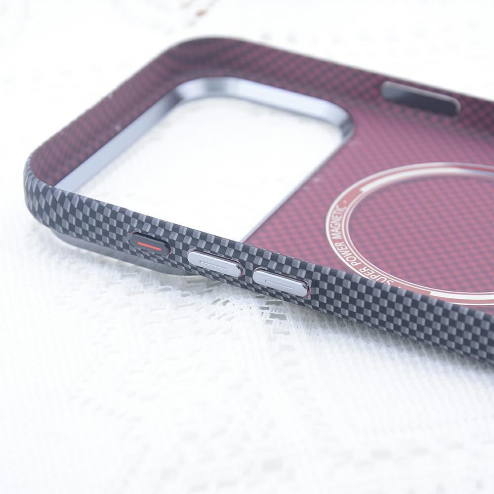For iPhone 17 Pro Magnetic Case Carbon Fiber Texture Water Transfer PC Phone Cover
